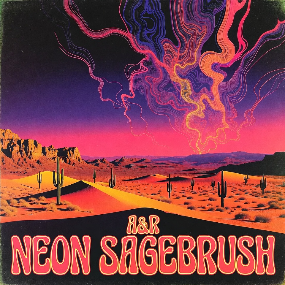 Neon Sagebrush single art — glowing red guitar strings