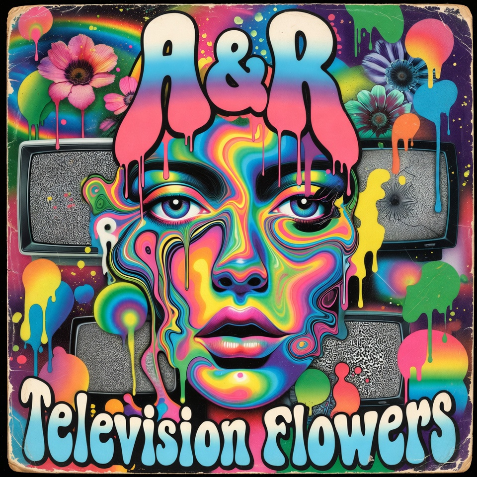 Television Flowers EP art — red and black liquid vortex