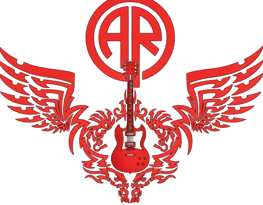 The winged A&R emblem burning in red neon